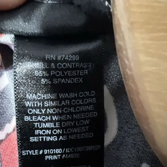 Enfocus Womans Halter Dress Tie Neck Black Red Geometric Pattern Size‎ 16W - Picture 5 of 8